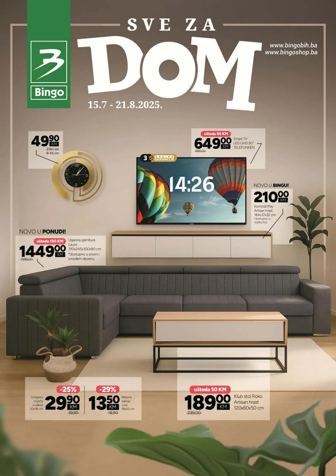 BINGO Akcija katalog SVE ZA DOM sniženja do 21.08.2025