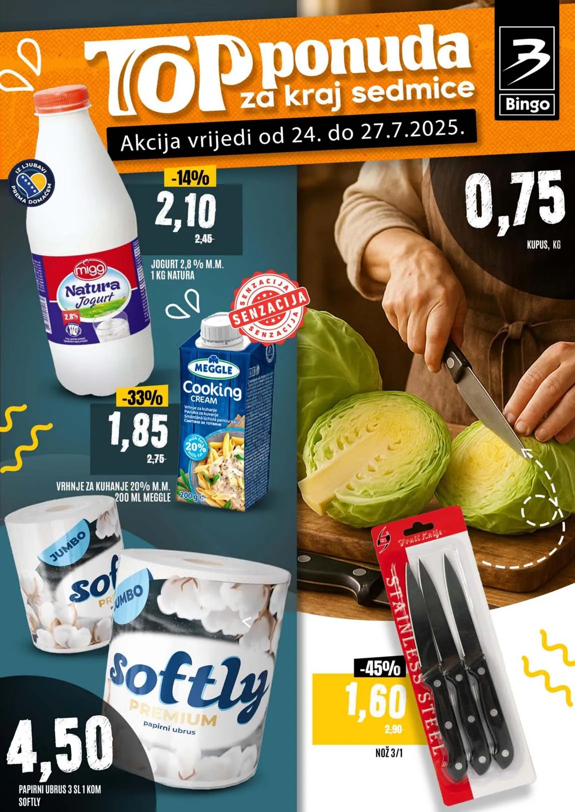 Bingo akcija Top ponuda za kraj sedmice sniženja do 27.07.2025.