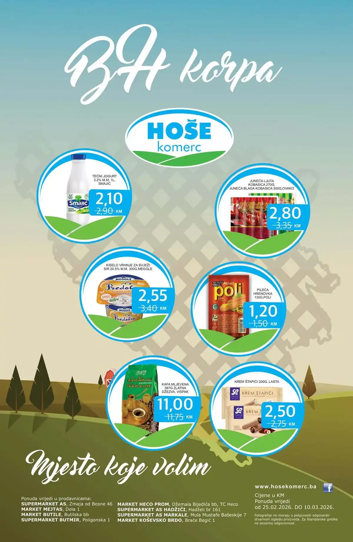 Hoše komerc akcija sniženja prehrane i kućnih potrepština mart 2026