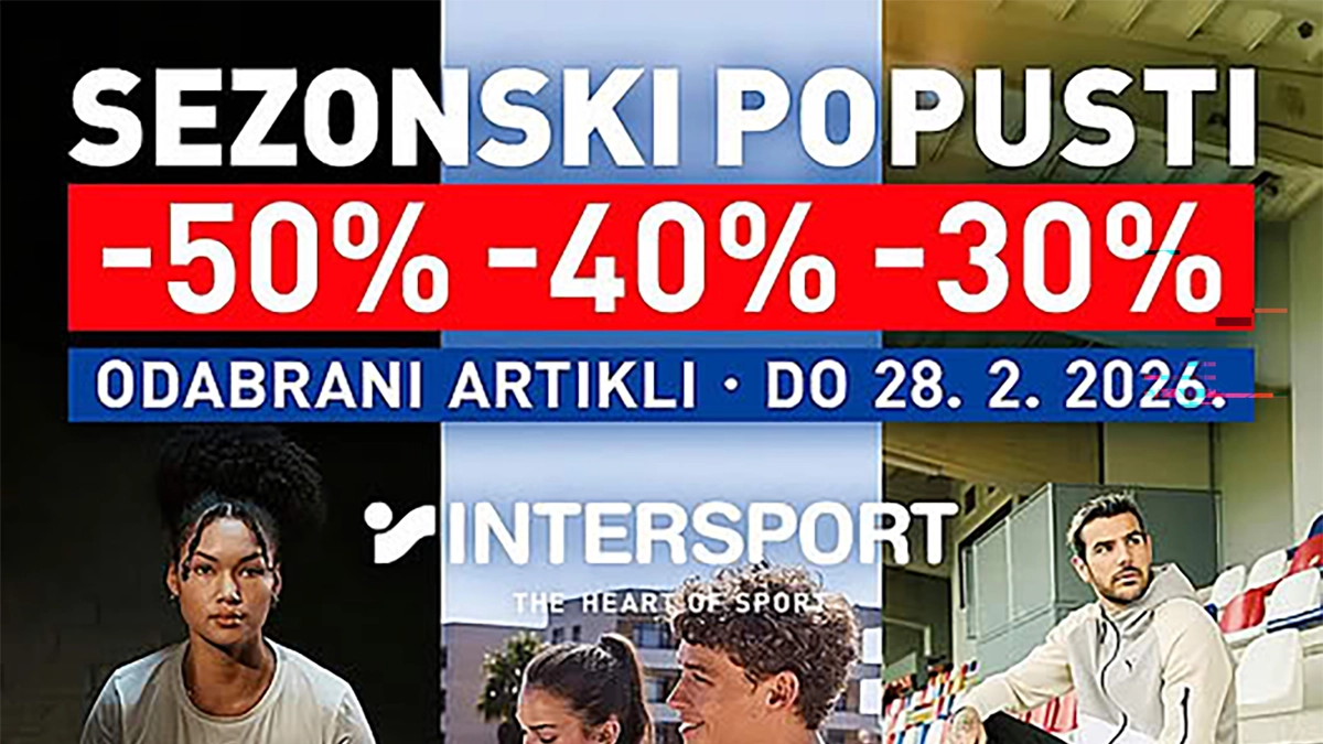 INTERSPORT sezonski popusti do 50% na 1700 artikala sportske opreme do 28. februara 2026