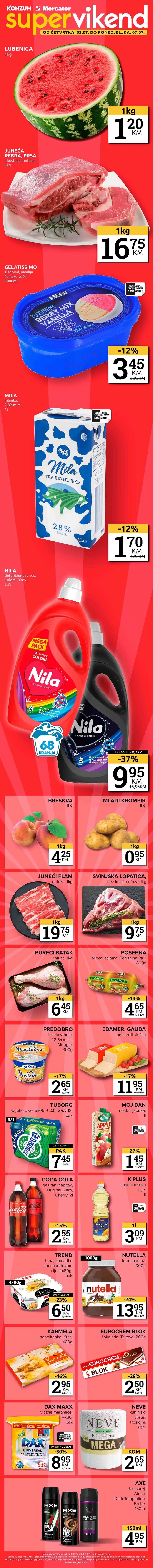 KONZUM i MERCATOR Vikend akcija sniženja do 07.07.2025. POPUSTI DO -46%!