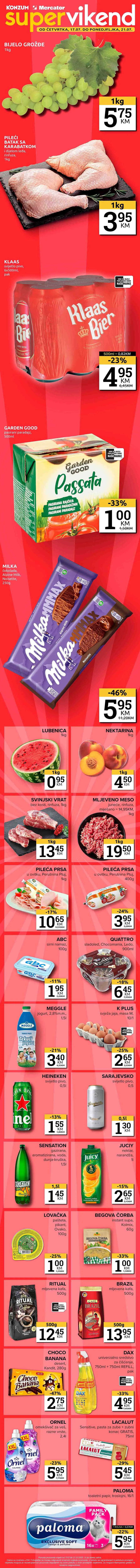 KONZUM i MERCATOR Vikend akcija sniženja do 21.07.2025.