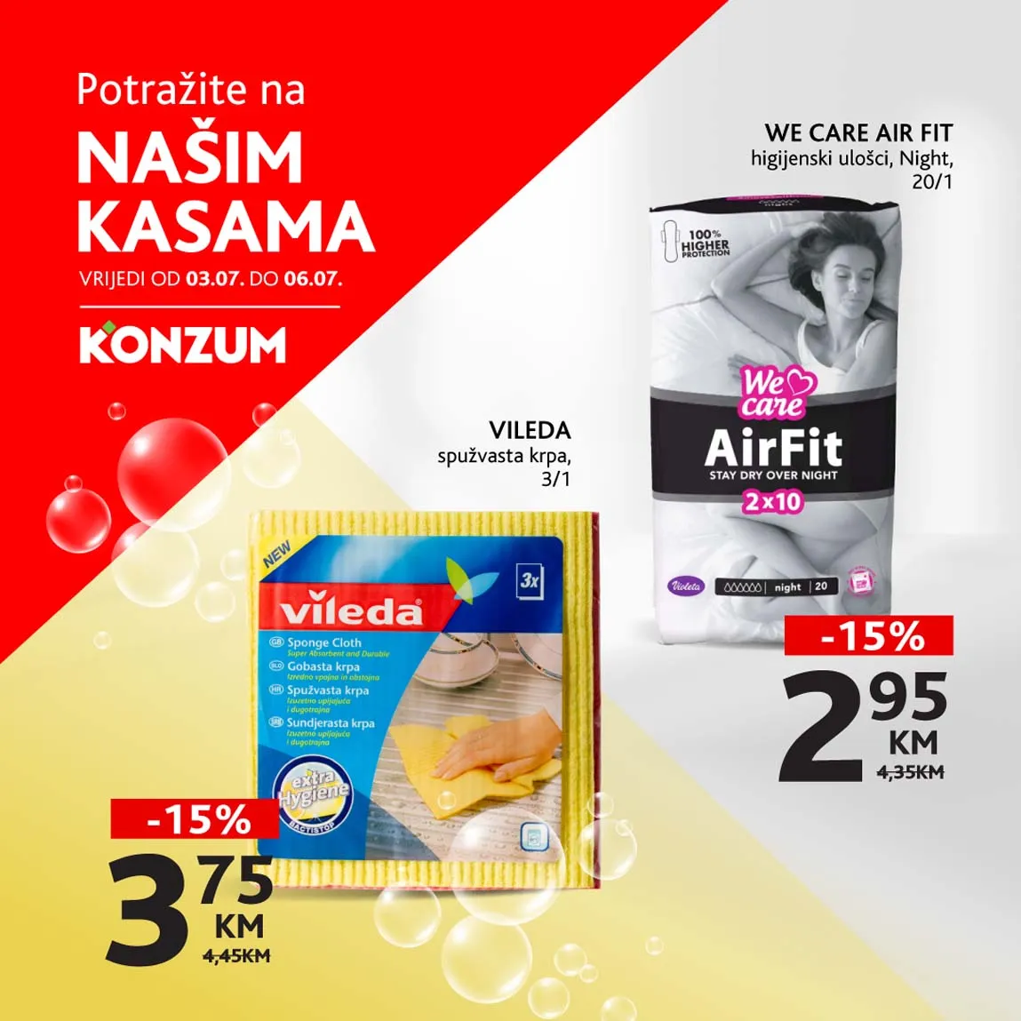 KONZUM Akcija Sniženja na kasama do 06.07.2025. Sniženja do -39%!