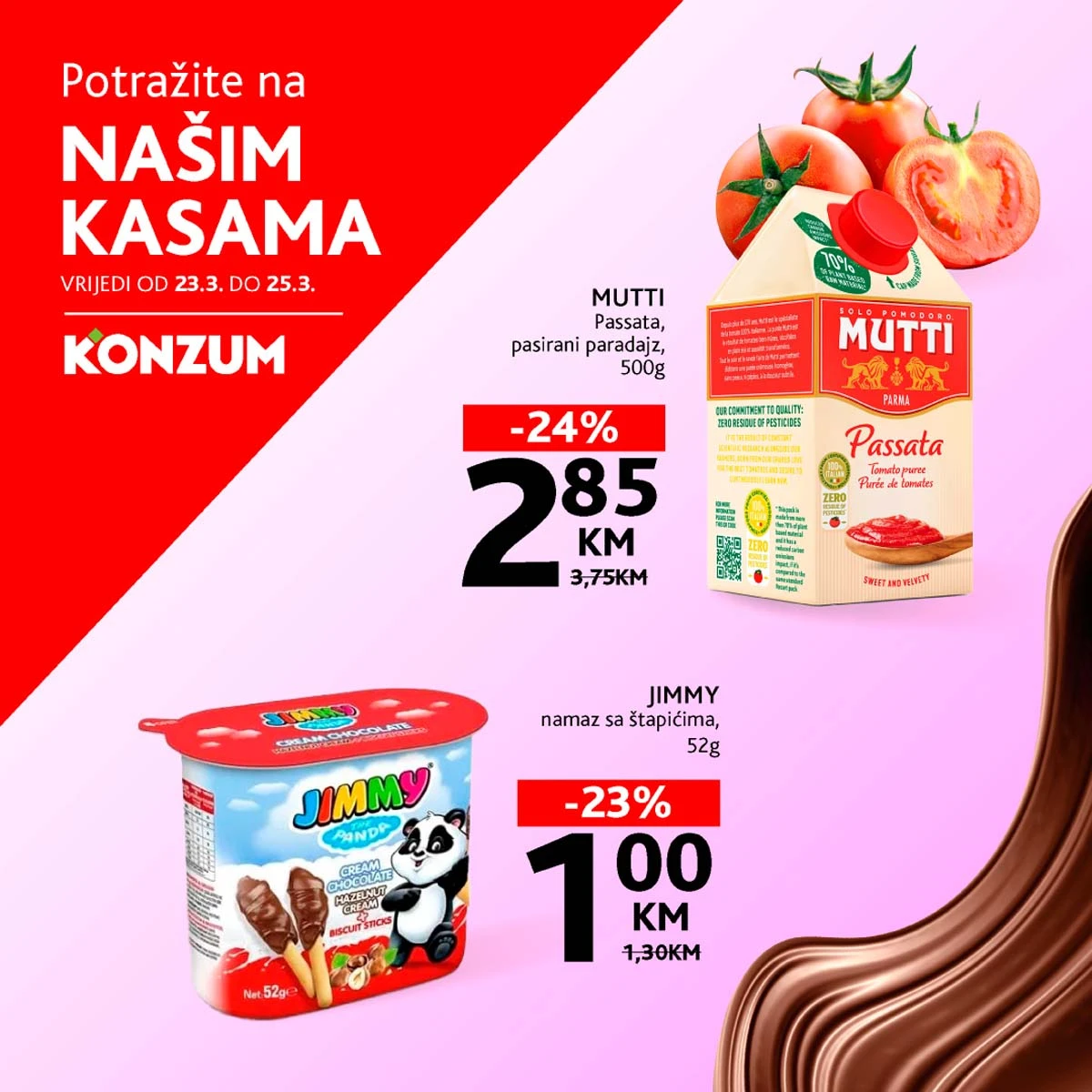 Konzum i Mercator akcija sniženja na kasama do 25.03.2026