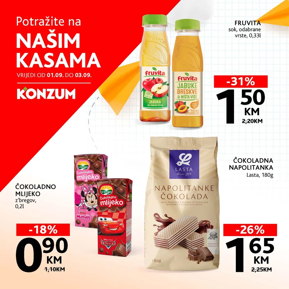 KONZUM i MERCATOR Akcija Top prodaja na kasama sniženja do 03.09.2025