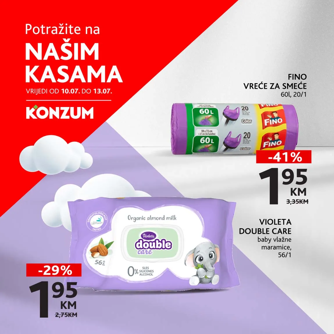 KONZUM Akcija Sniženja na kasama do 13.07.2025. Sniženja do -41%!