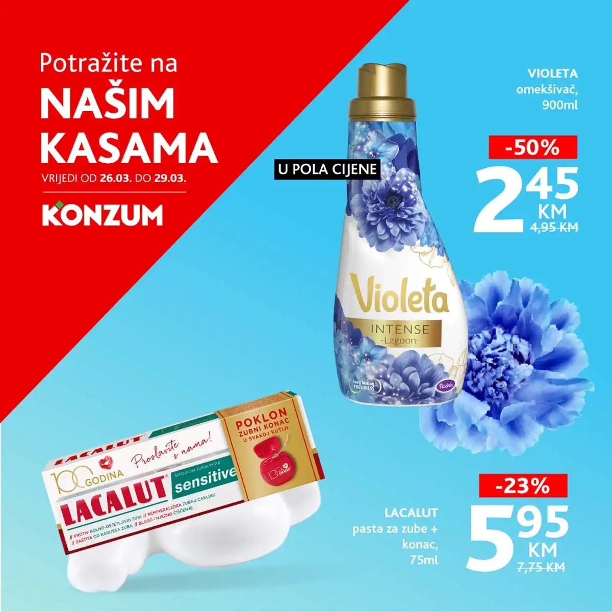 Konzum i Mercator akcija sniženja na kasama do 29.03.2026