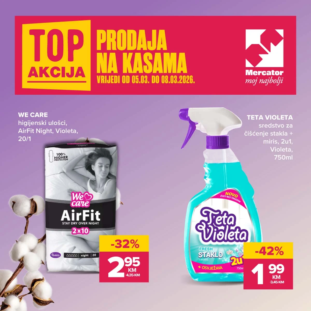 Mercator akcija na kasama sniženja do 08.03.2026