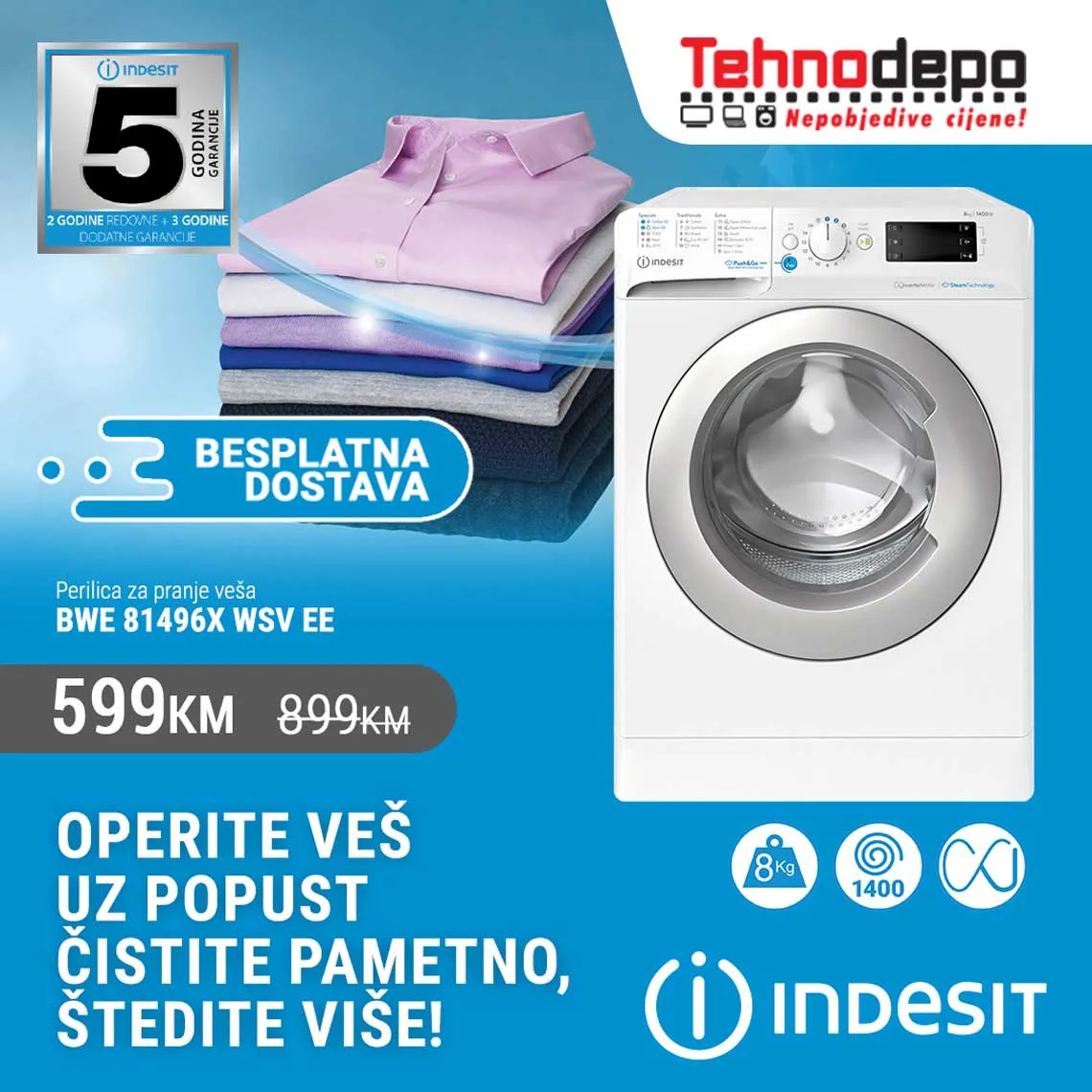 TEHNODEPO Super akcija -  Indesit Veš Mašina