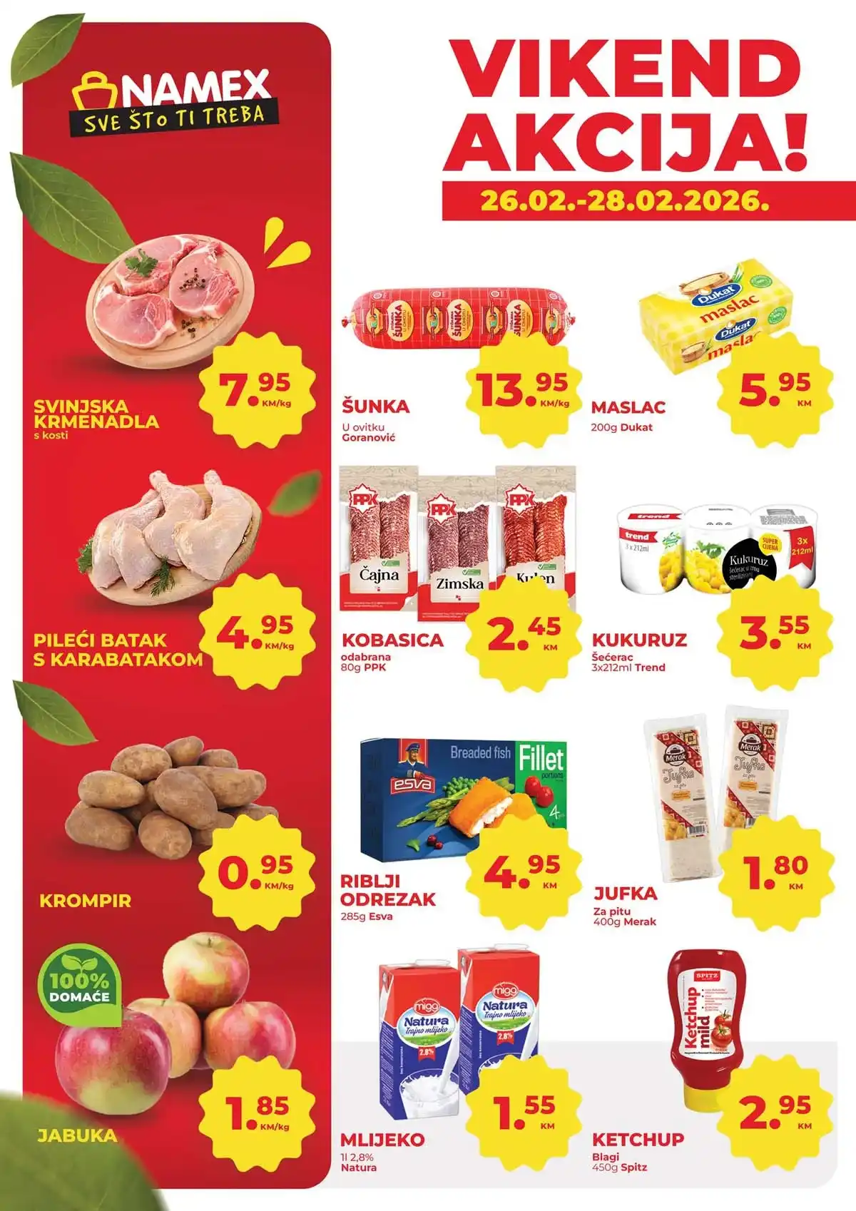 Namex vikend akcija katalog Bosna i Hercegovina velika sniženja prehrane i kućnih potrepština do 28. februara 2026 prva strana