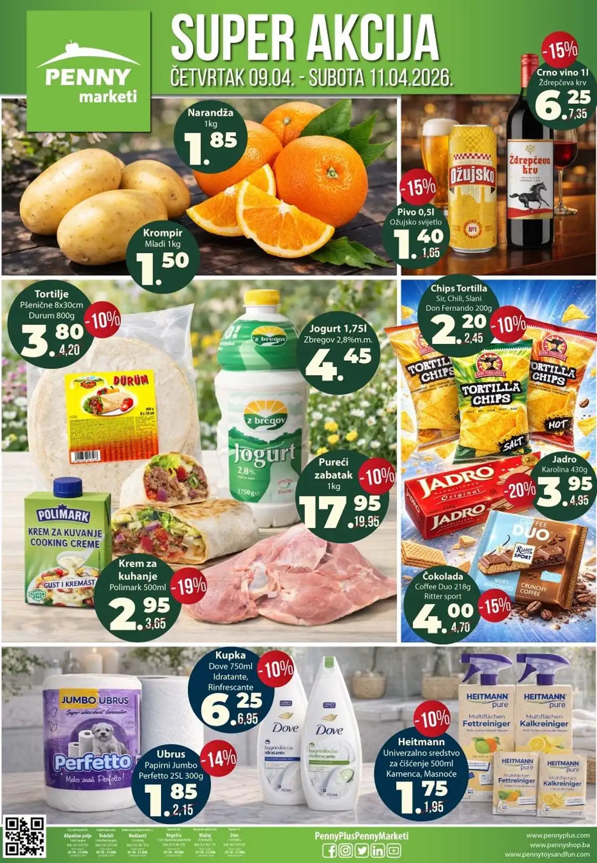 Penny market vikend akcija Bosna i Hercegovina velika sniženja prehrane i kućnih potrepština do 11. aprila 2026 prva strana