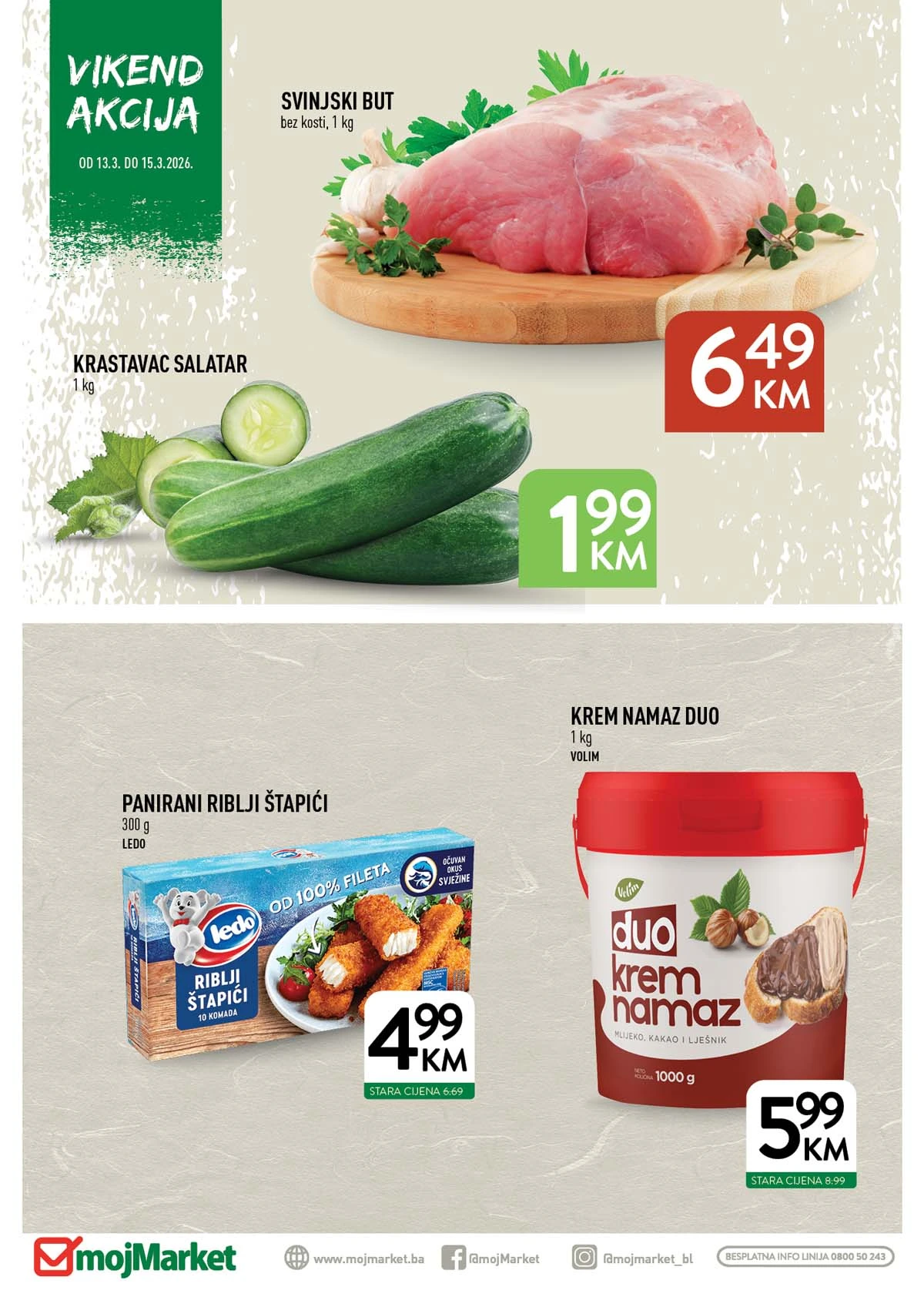 Moj Market vikend akcija – katalog sniženja do 15.03.2026 sa ponudom prehrane i kućnih potrepština