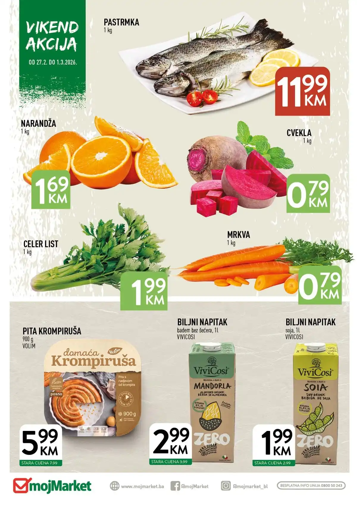 Moj Market vikend katalog sniženja do 01.03.2026. najbolje cijene prehrane i kućnih potrepština