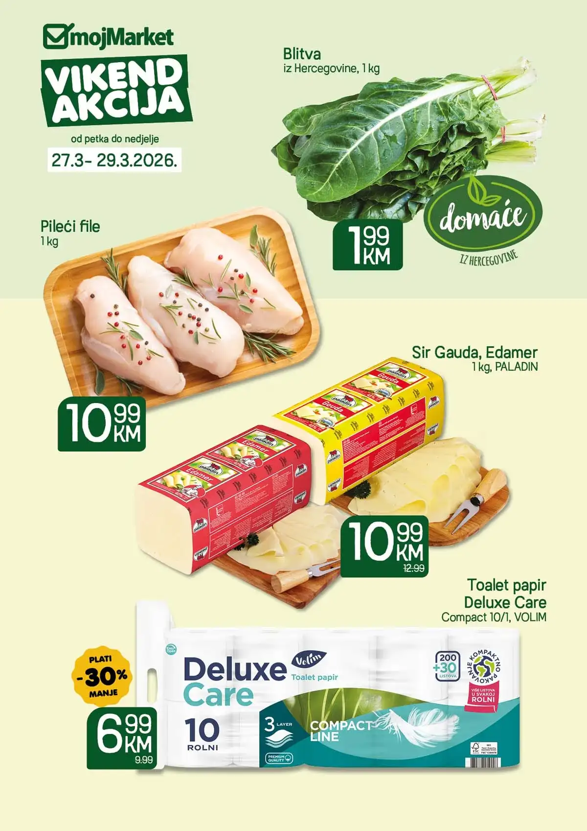 Moj Market vikend akcija – katalog sniženja do 29.03.2026 sa ponudom prehrane i kućnih potrepština