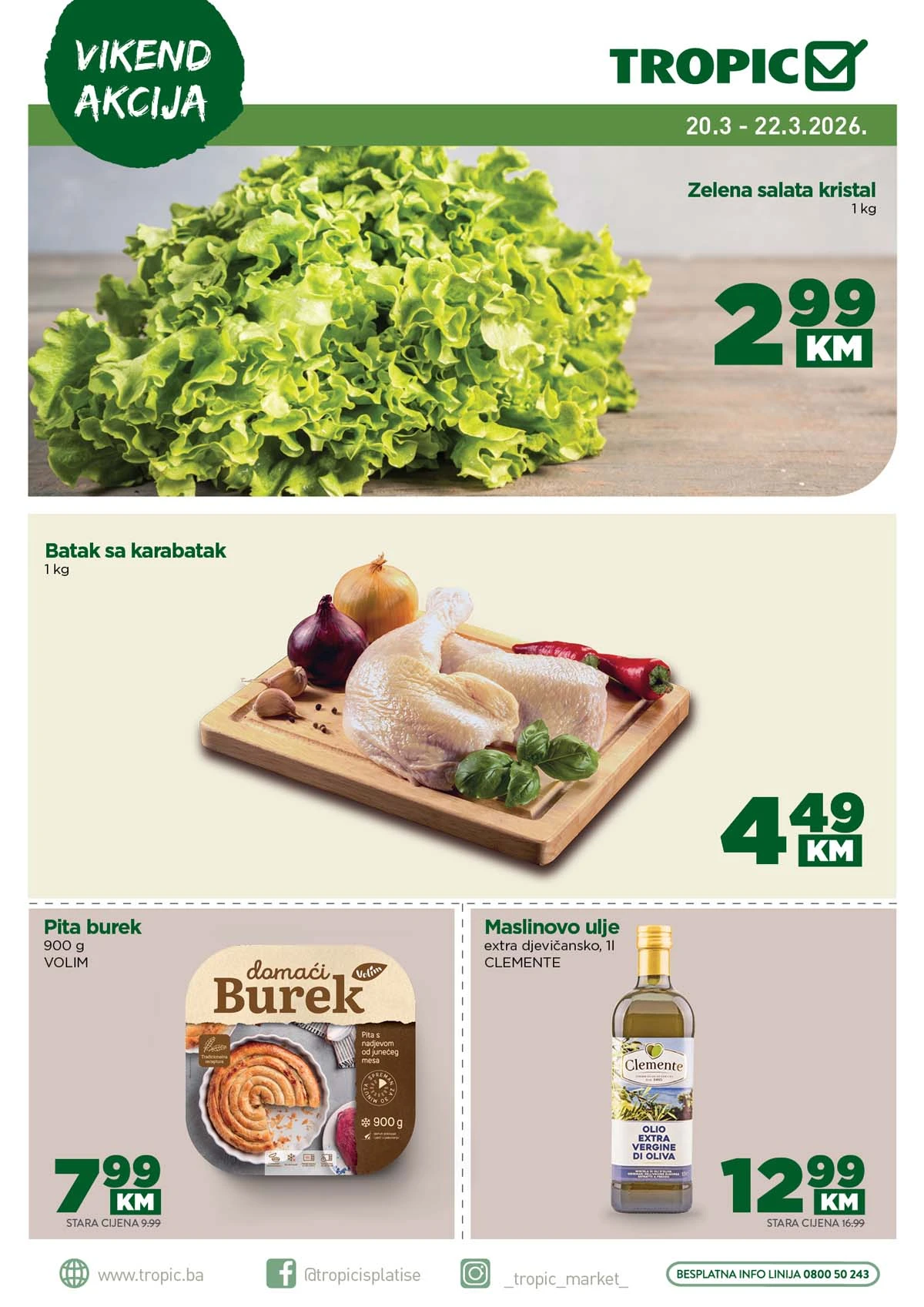 Tropic vikend akcija katalog sniženja do 22. marta 2026 najbolje cijene prehrane i kućnih potrepština