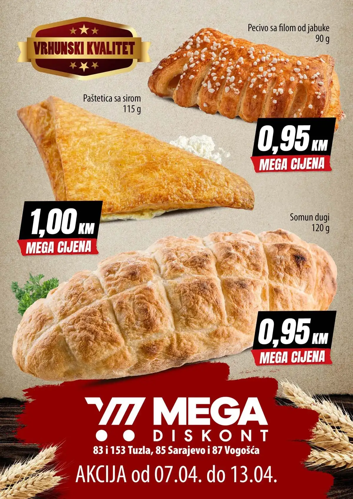 Mega Diskont akcija pekare Otoka Vogošća i Tuzla do 13.aprila 2026