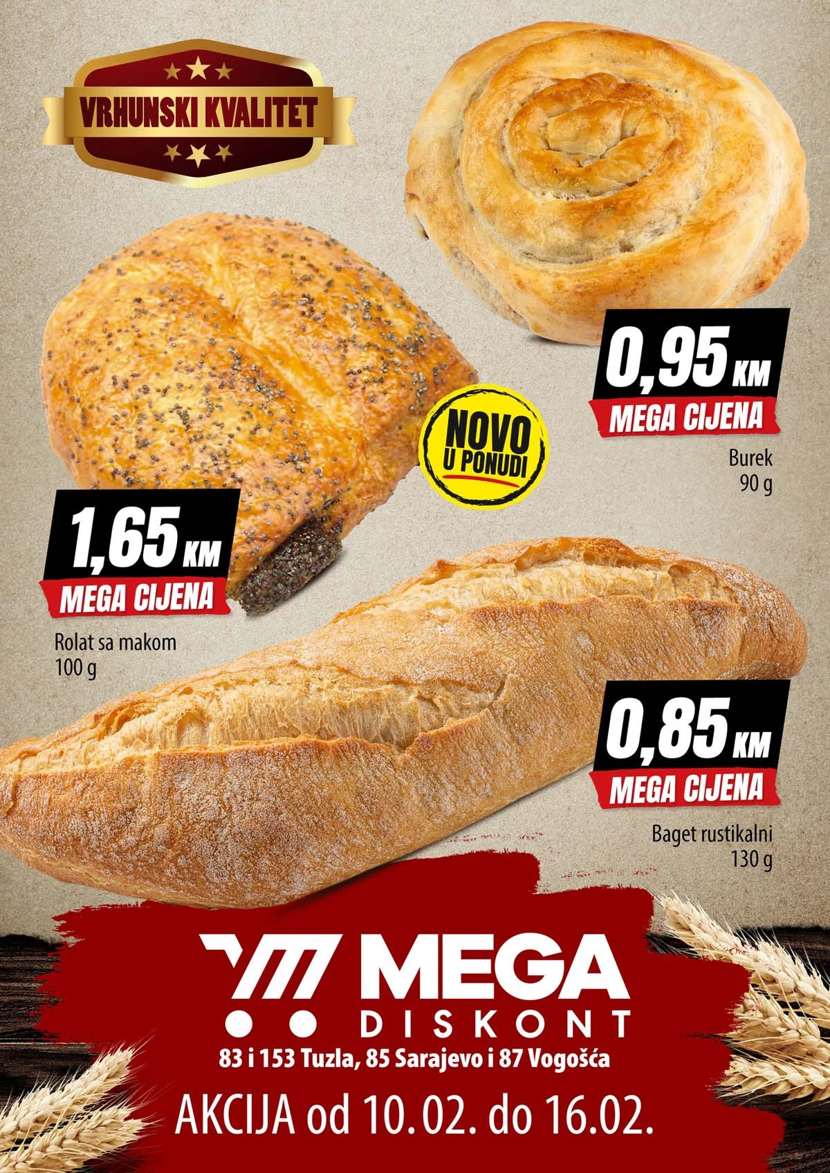 Mega Diskont pekarska akcija Otoka Vogošća Tuzla katalog sniženja do 16. februara 2026.