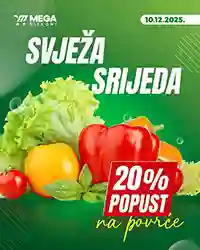Mega Diskont – Svježa srijeda 20% popusta na povrće, 10. decembar 2025